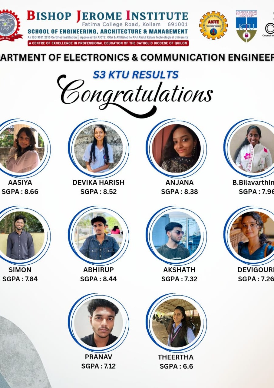 Academic Excellence: ECE Students Deliver Stellar Performance in S3 KTU Results